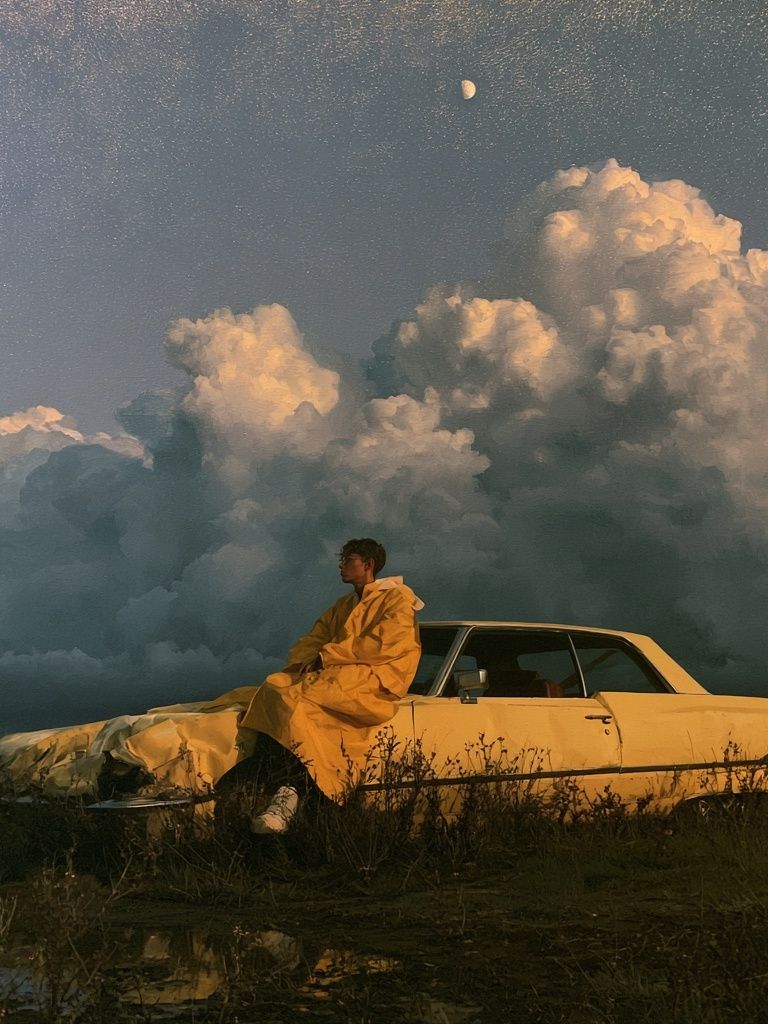 Moonlit Car Dreamscape Poster. poster detail