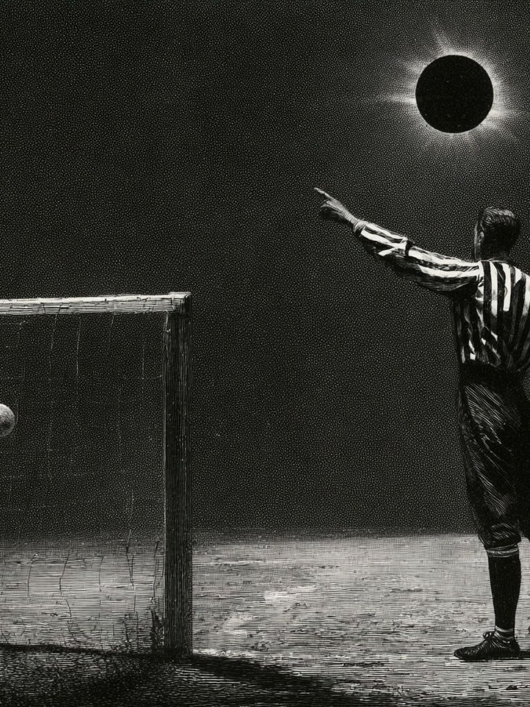 Eclipse Football Surrealism Poster. poster detail