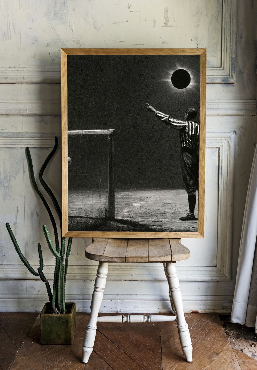 Eclipse Football Surrealism Poster. — room view 1