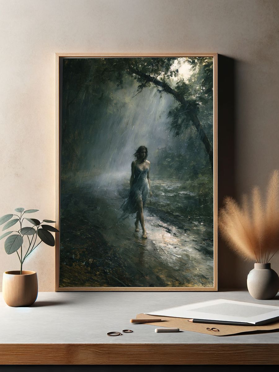 Forest Woman Surrealism Print. — room view 2