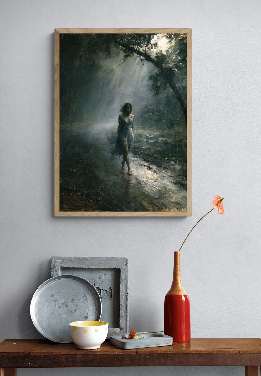 Forest Woman Surrealism Print. — room view 3