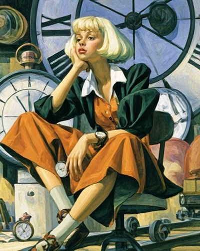 Blonde Woman with Clockwork Poster. poster