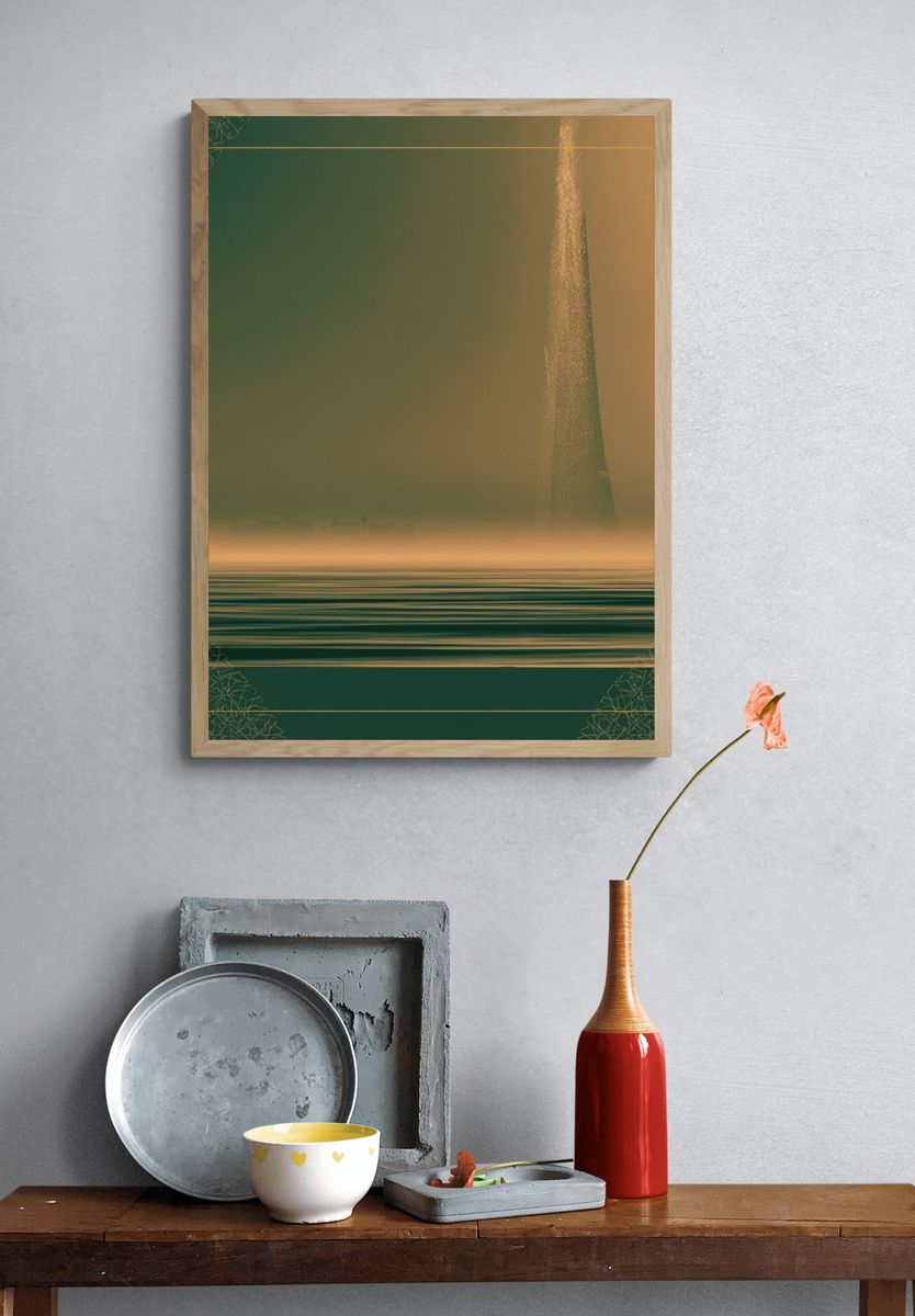 Surreal Emerald Seascape Print. — room view 3
