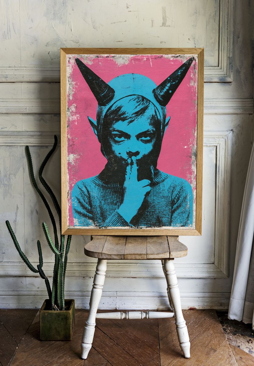 Horned Figure Street Art Poster. room preview