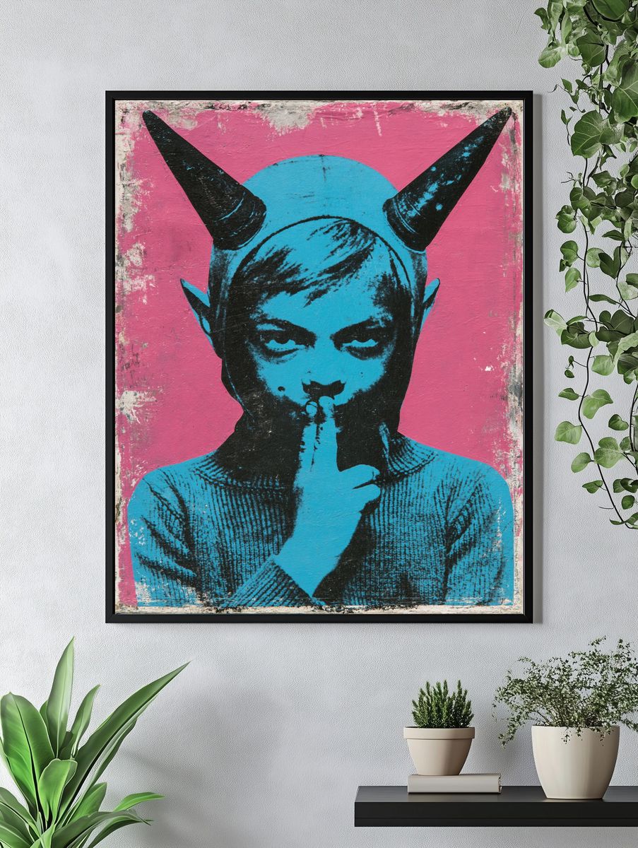 Horned Figure Street Art Poster. — room view 4