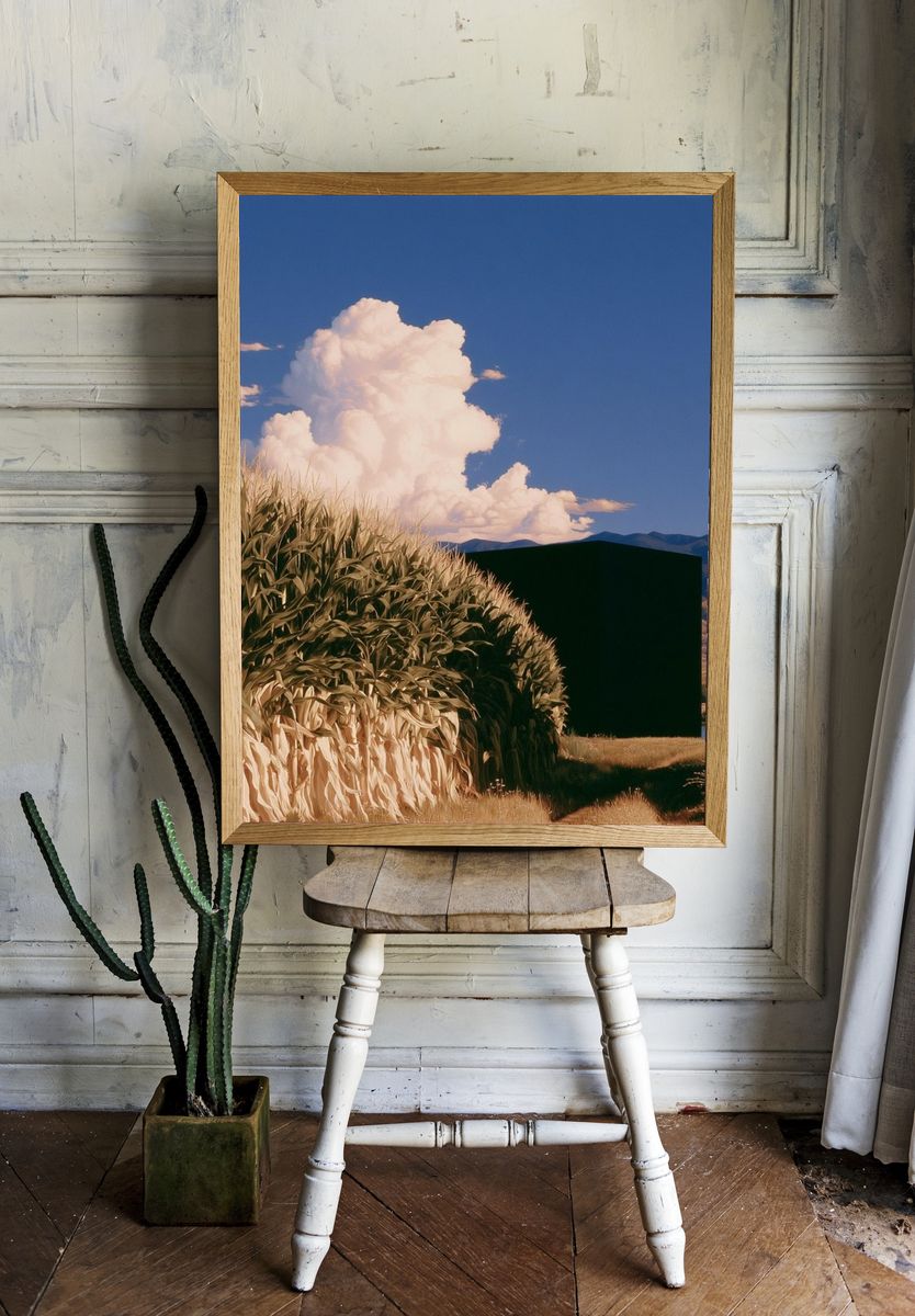 Surreal Cornfield Landscape Print. room preview
