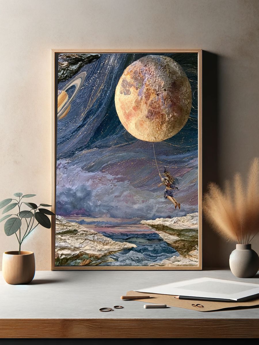 Celestial Swing Surrealism Print. — room view 2