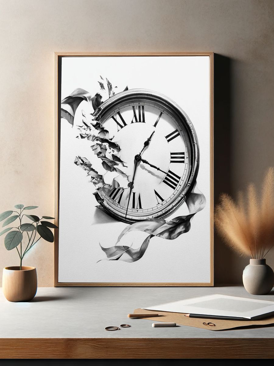 Broken Clock Surrealism Print. — room view 2