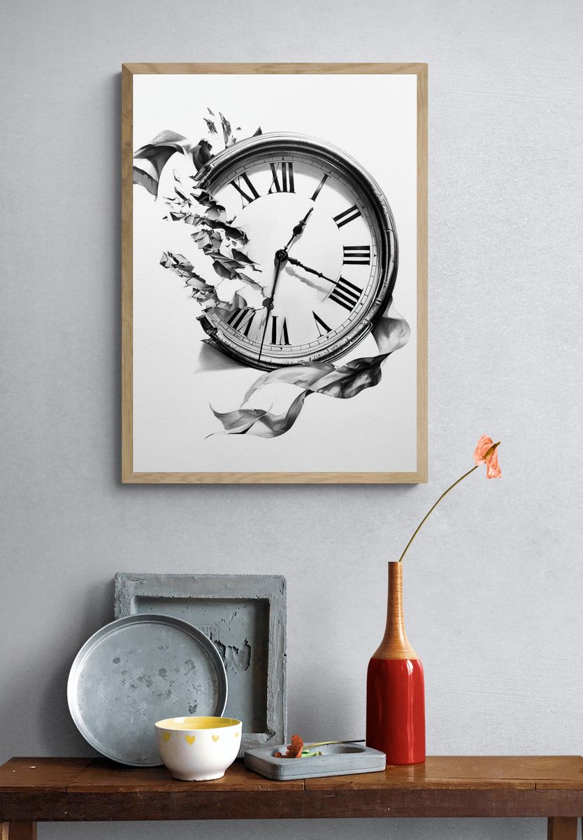 Broken Clock Surrealism Print. — room view 3