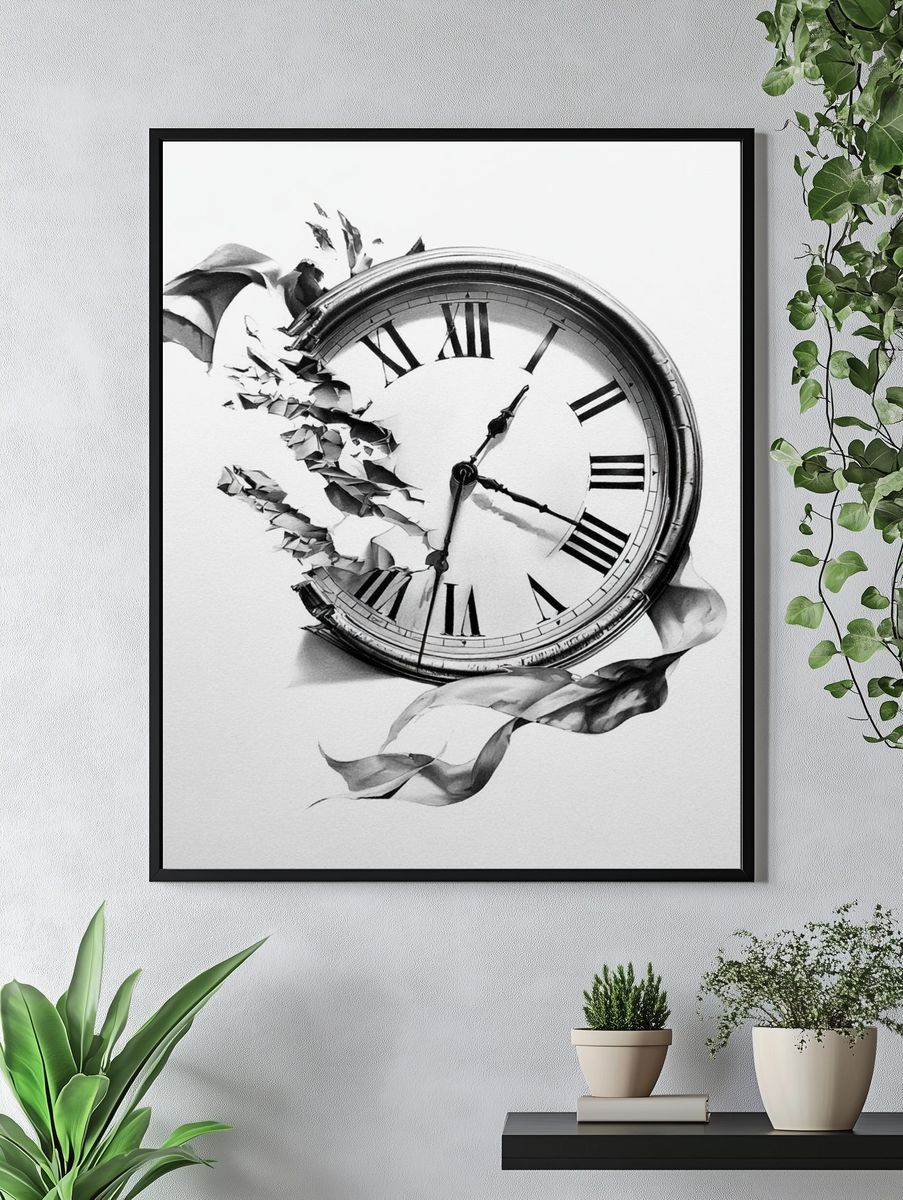 Broken Clock Surrealism Print. — room view 4