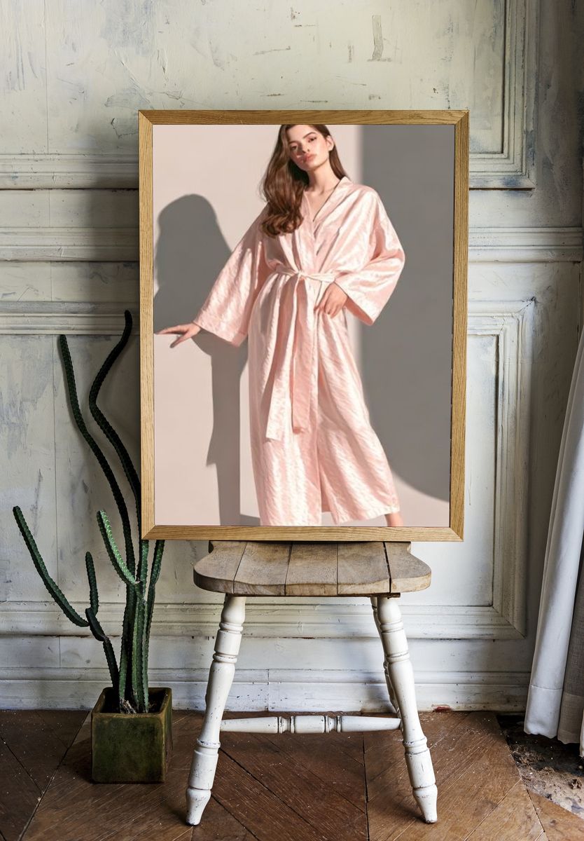 Pink Satin Robe Fashion Poster. — room view 1