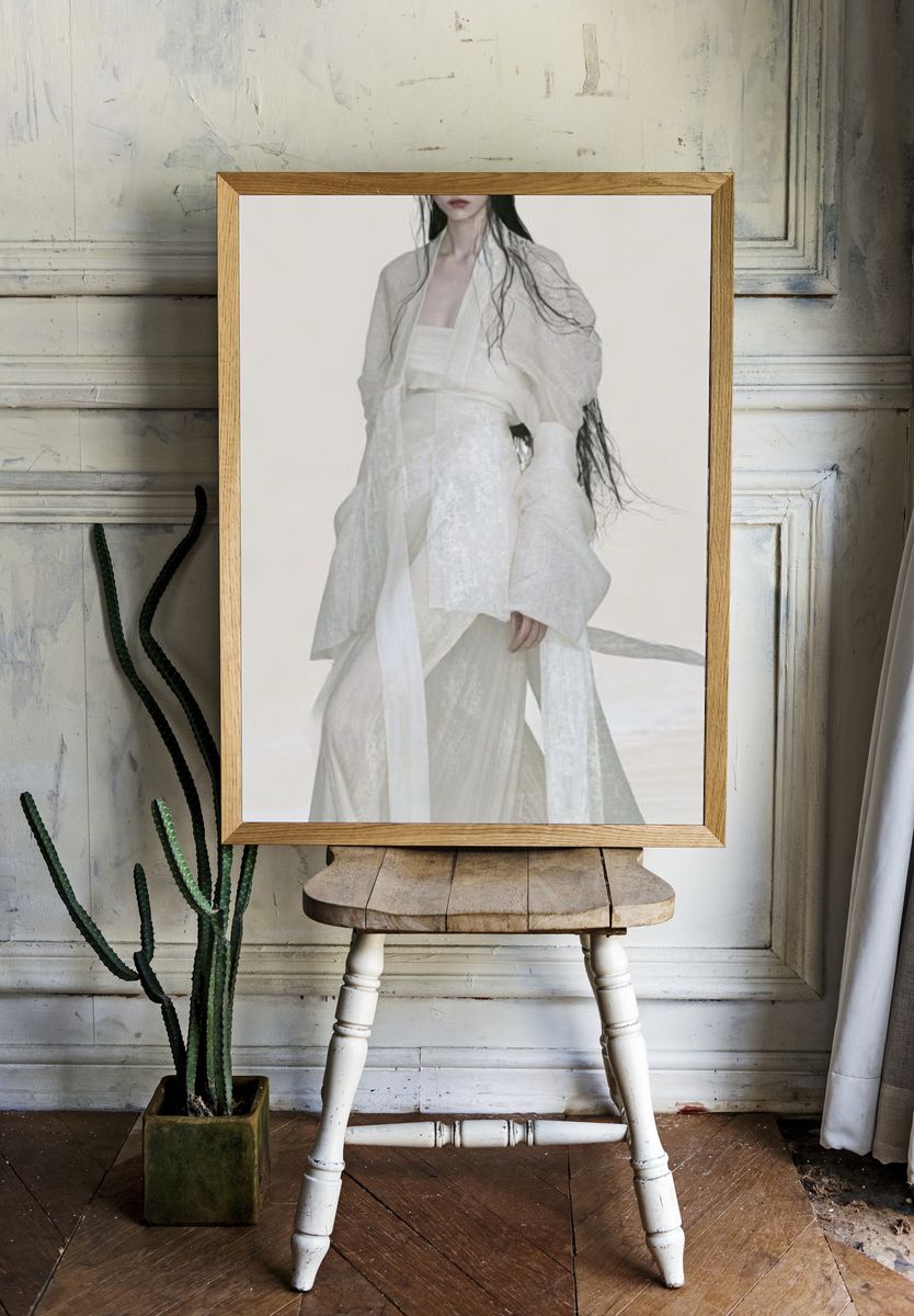 Ethereal White Fashion Portrait Poster. room preview