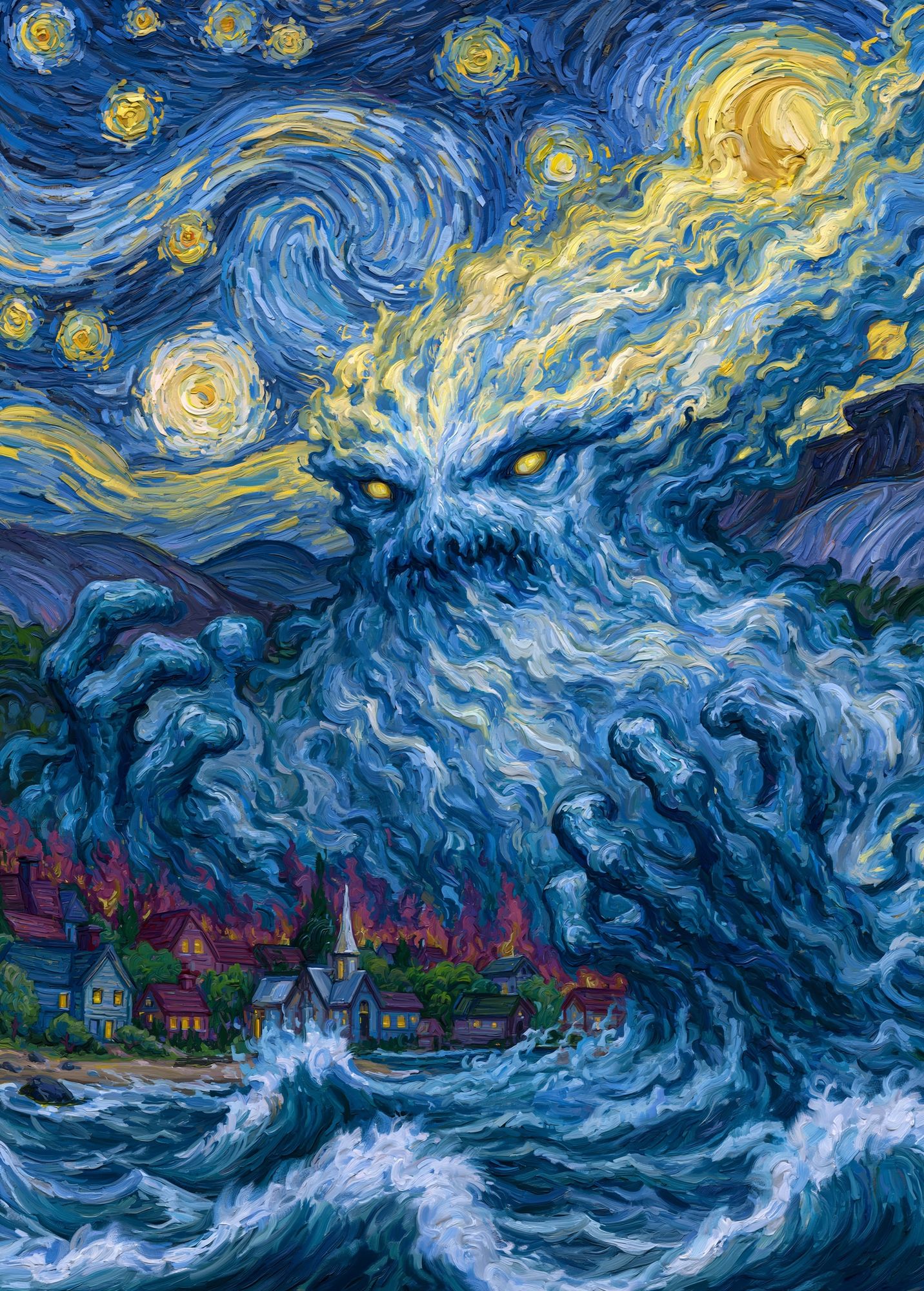 Starry Sea Monster Fine-Art Poster. poster detail