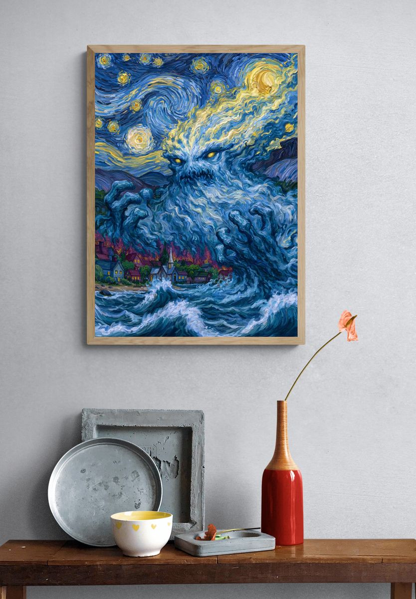 Starry Sea Monster Fine-Art Poster. — room view 3