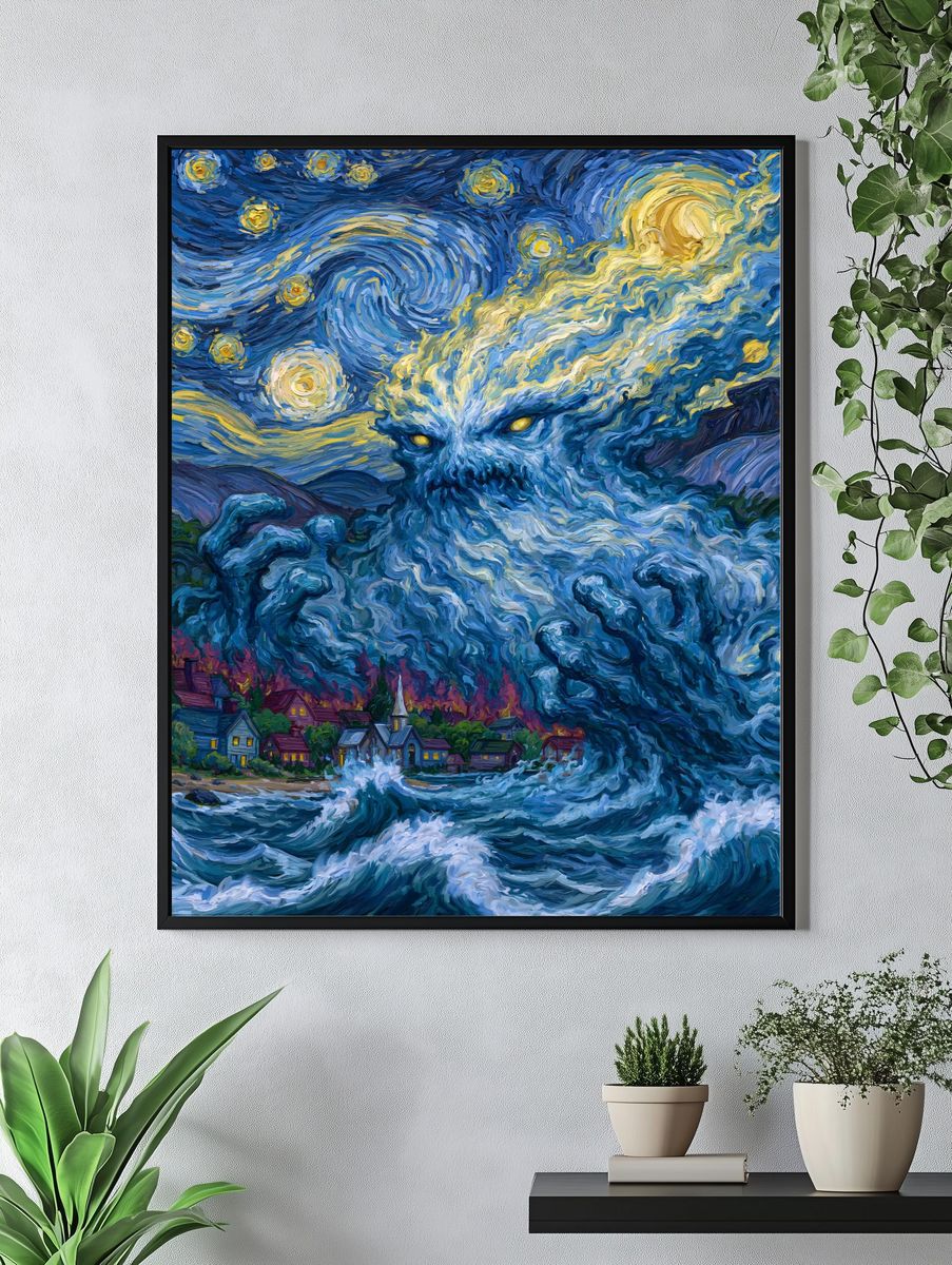 Starry Sea Monster Fine-Art Poster. — room view 4