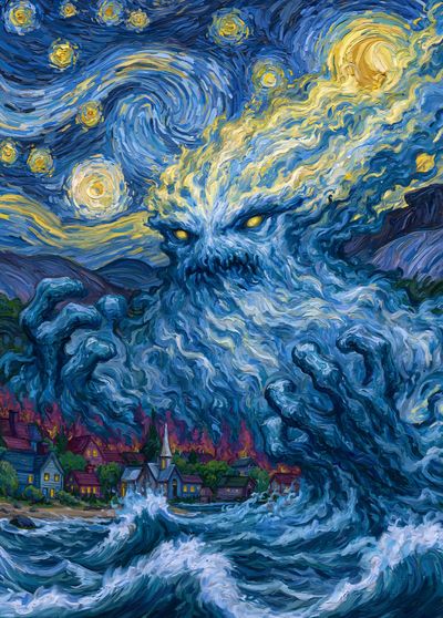 Starry Sea Monster Fine-Art Poster.