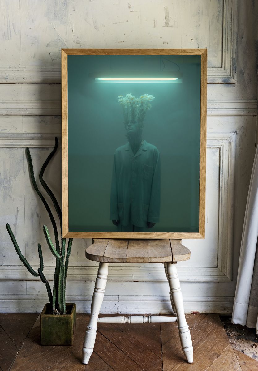 Surreal Floral Portrait Print. — room view 1