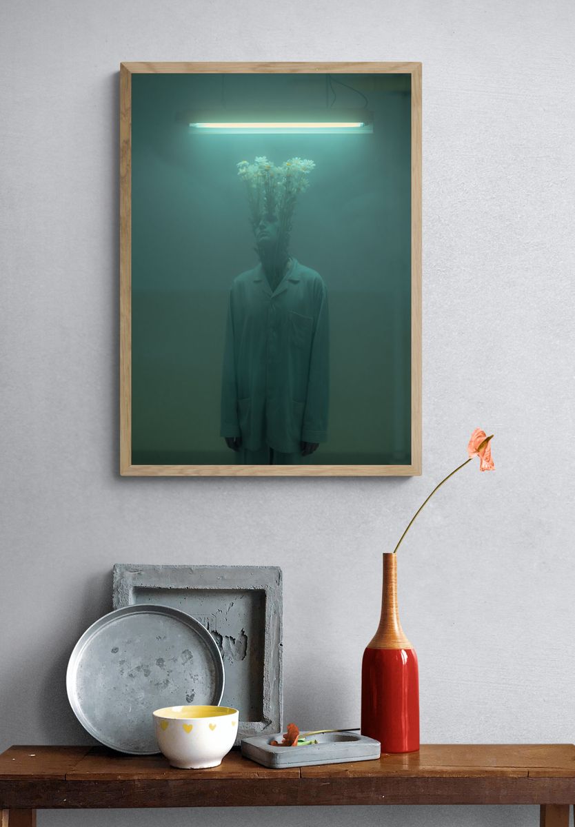 Surreal Floral Portrait Print. — room view 3