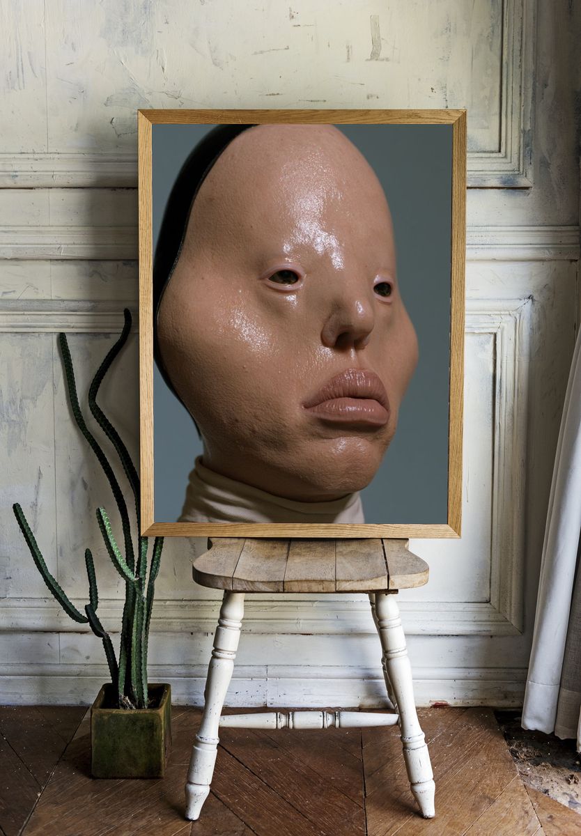 Surreal Mask Portrait Print. room preview
