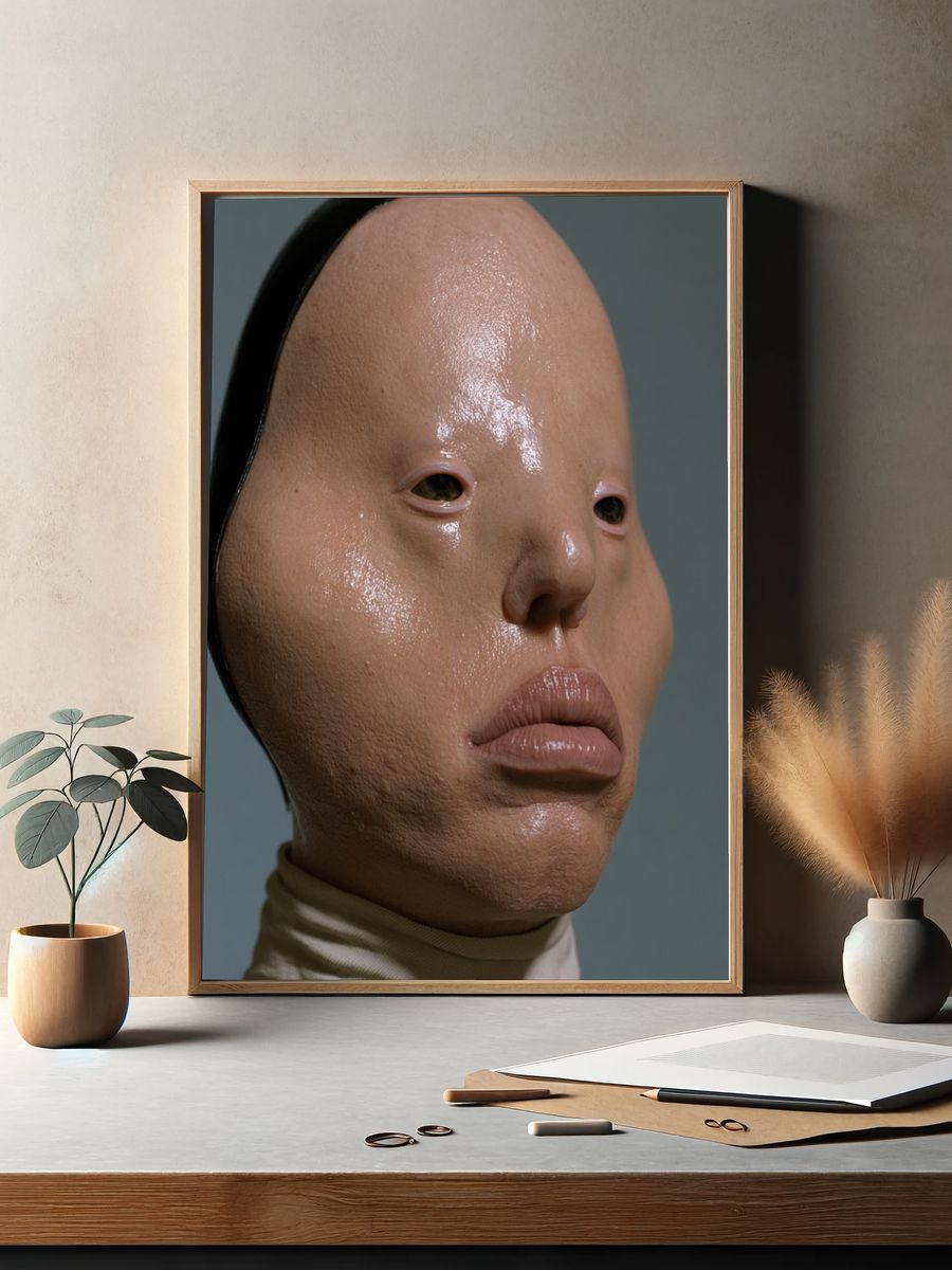 Surreal Mask Portrait Print. — room view 2