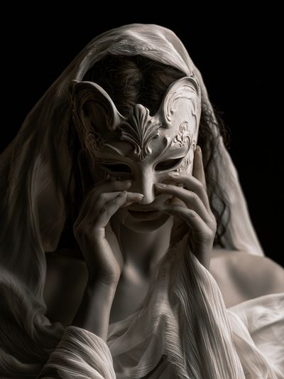 Masked Woman Surrealism Print. poster