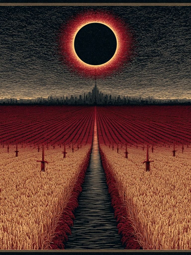 Eclipse Over Wheat Fields Poster. poster detail