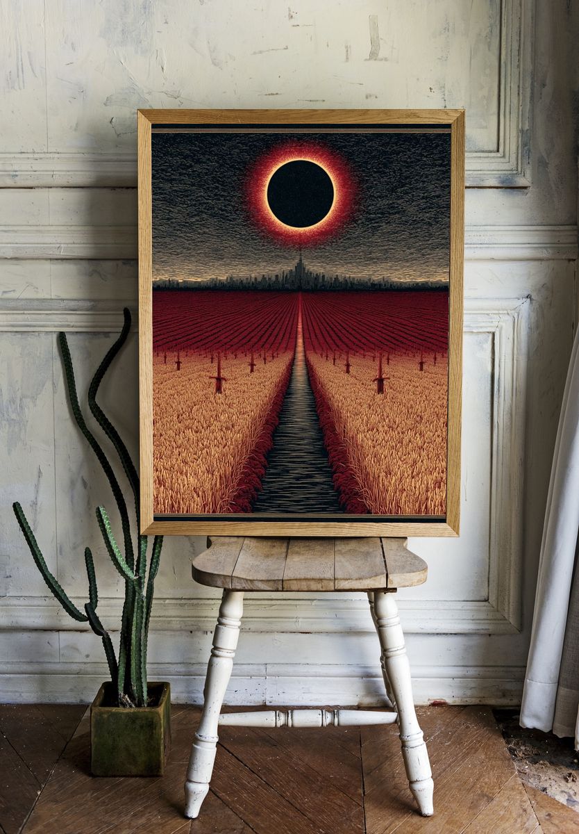 Eclipse Over Wheat Fields Poster. — room view 1