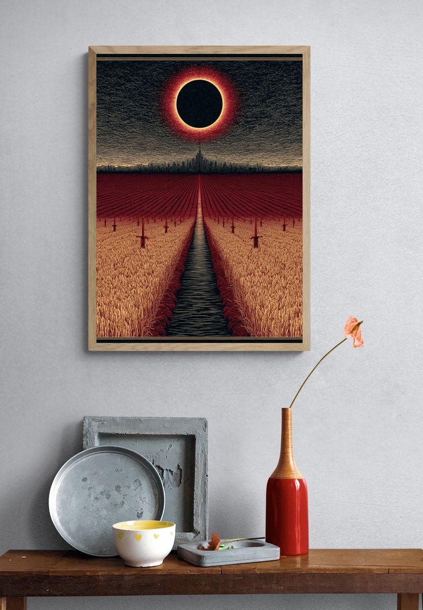 Eclipse Over Wheat Fields Poster. — room view 3