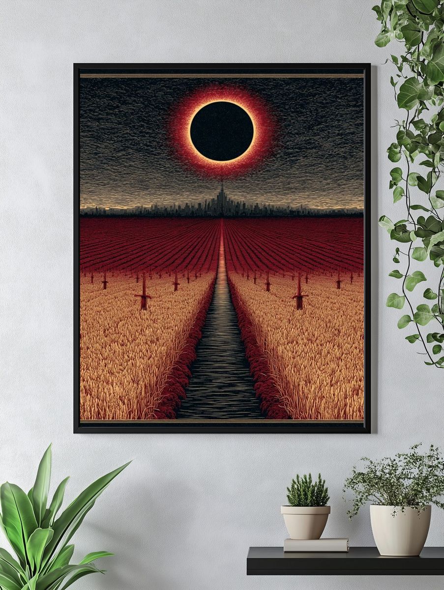 Eclipse Over Wheat Fields Poster. — room view 4