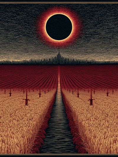 Eclipse Over Wheat Fields Poster.