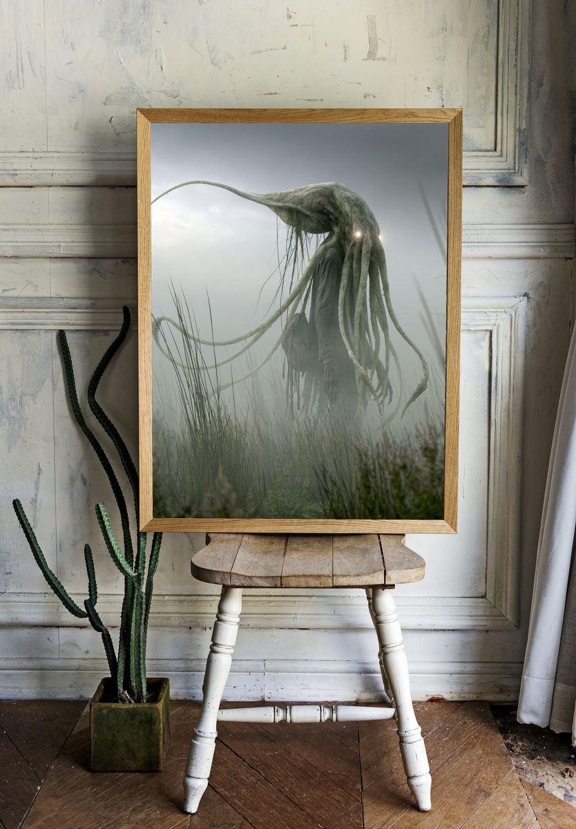 Surreal Fog Creature Poster. room preview