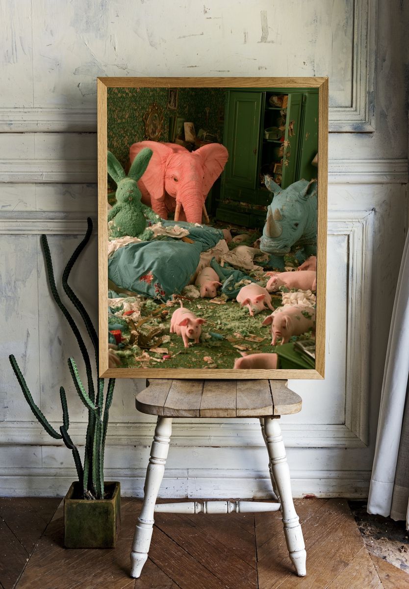 Surreal Animal Bedroom Poster. room preview