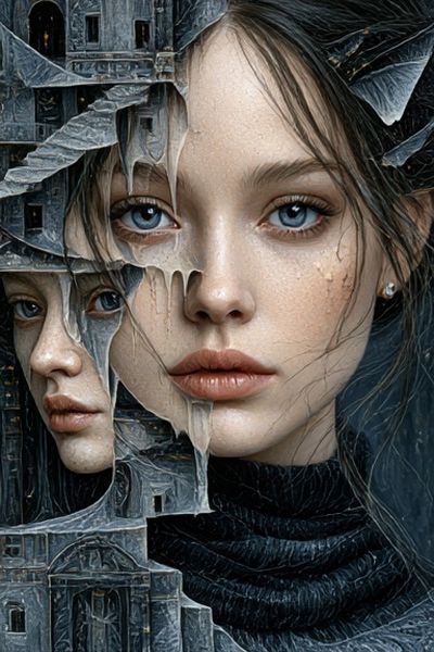 Surreal Portrait Collage Print. poster