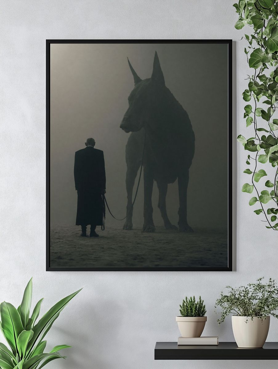Man and Horse Surrealism Print. — room view 4