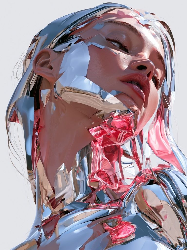 Chrome Portrait — Surreal Print. poster — fine-art art