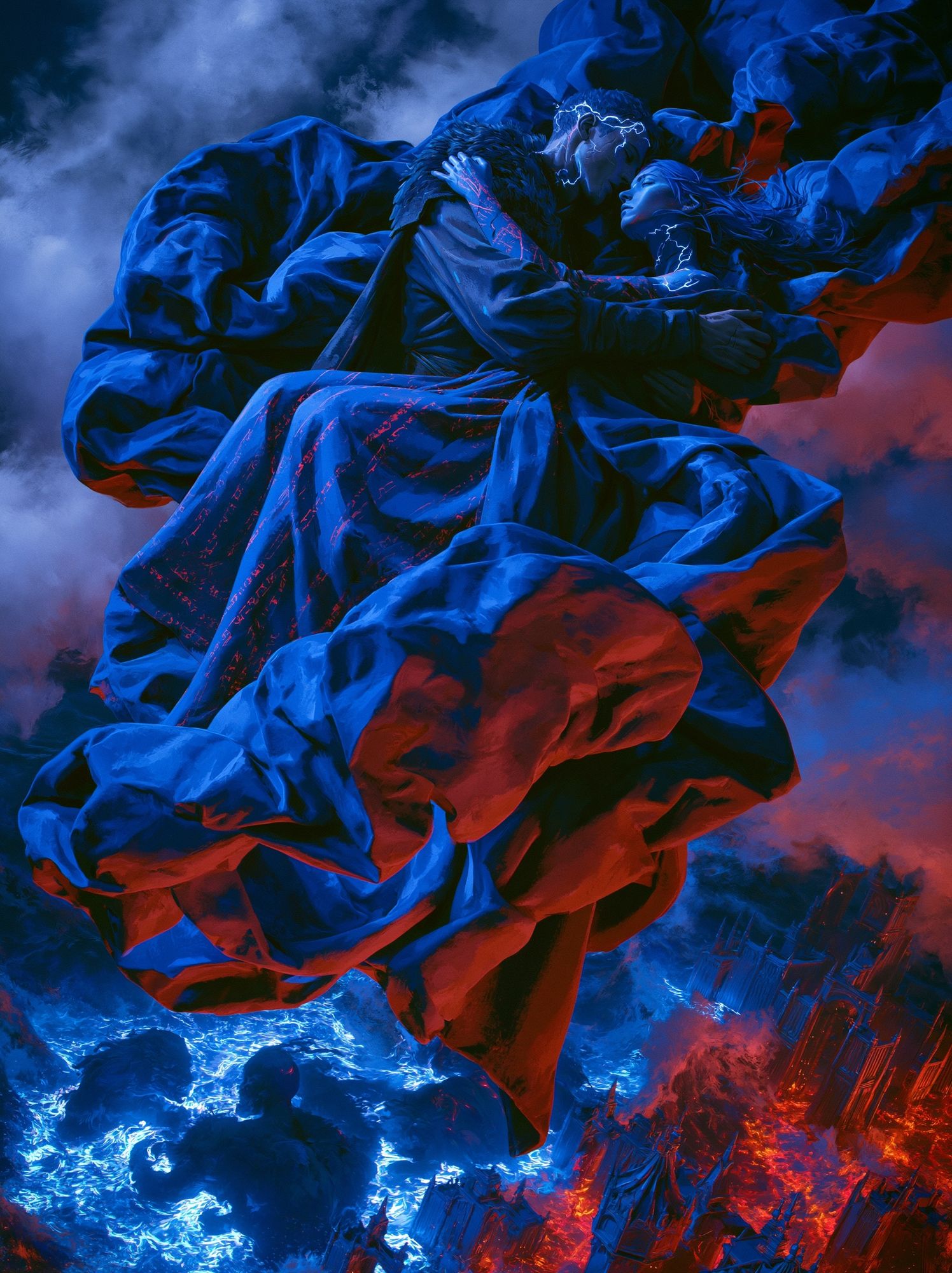 Celestial Lovers Surrealism Poster. poster detail
