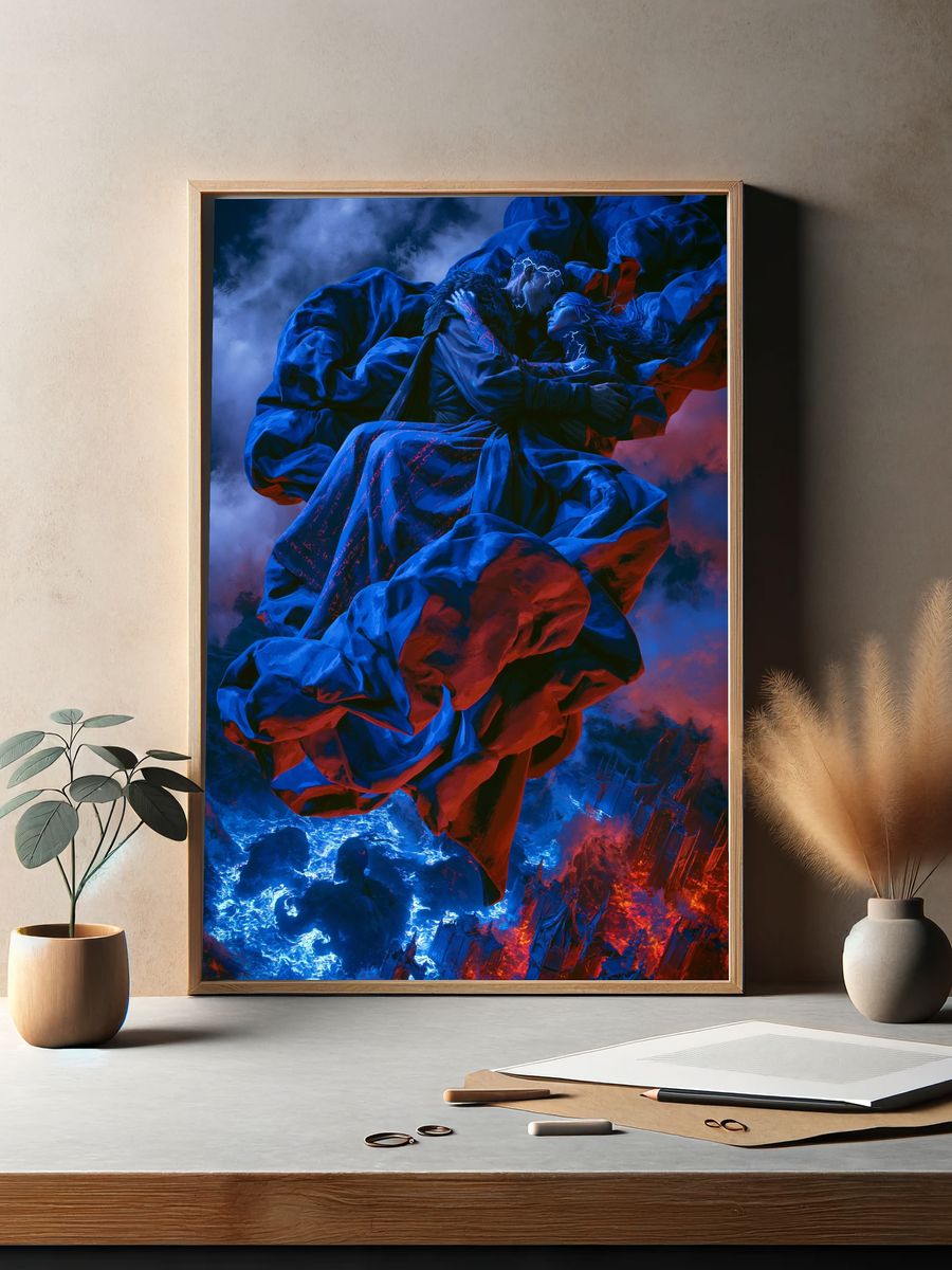 Celestial Lovers Surrealism Poster. — room view 2