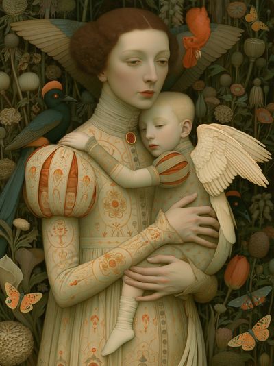 Mother and Child Surrealism Print. poster