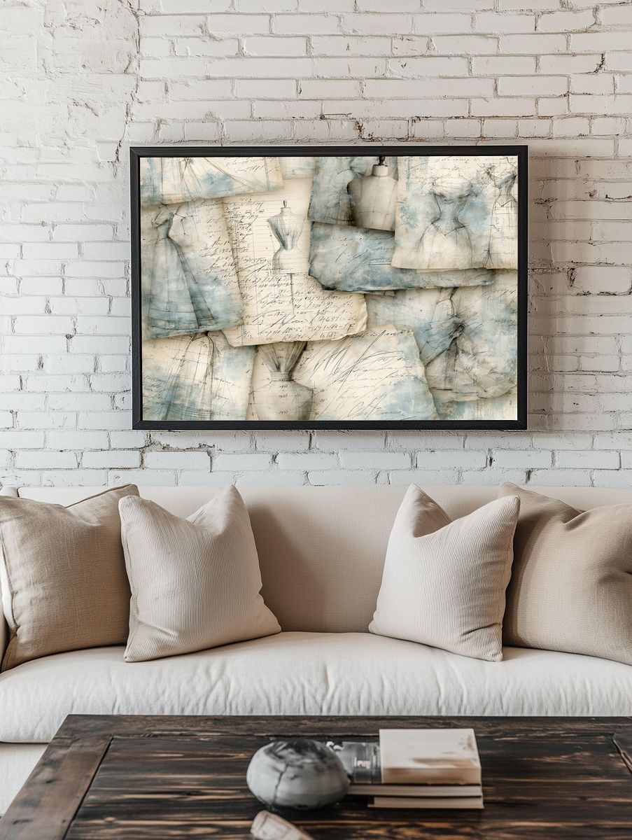 Fashion Sketch Collage Vintage Print. room preview