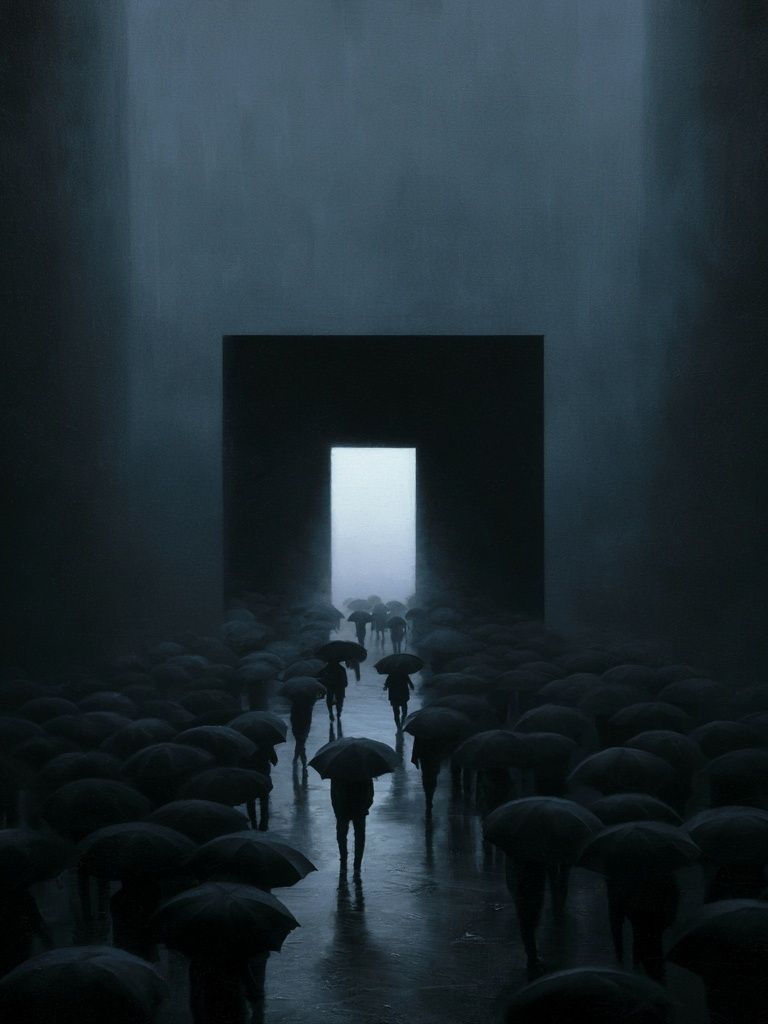 Umbrella Corridor Surrealism Print. poster detail