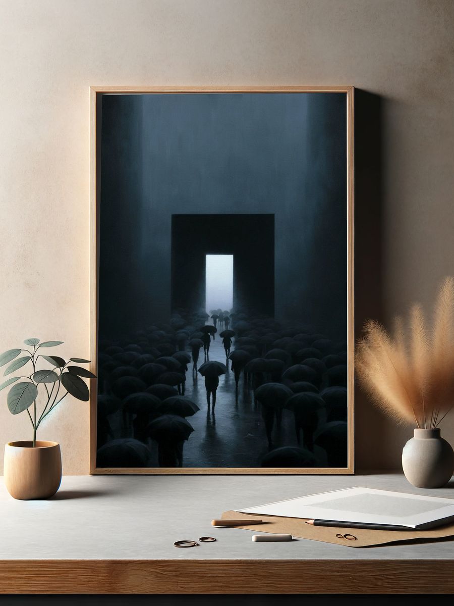 Umbrella Corridor Surrealism Print. — room view 2