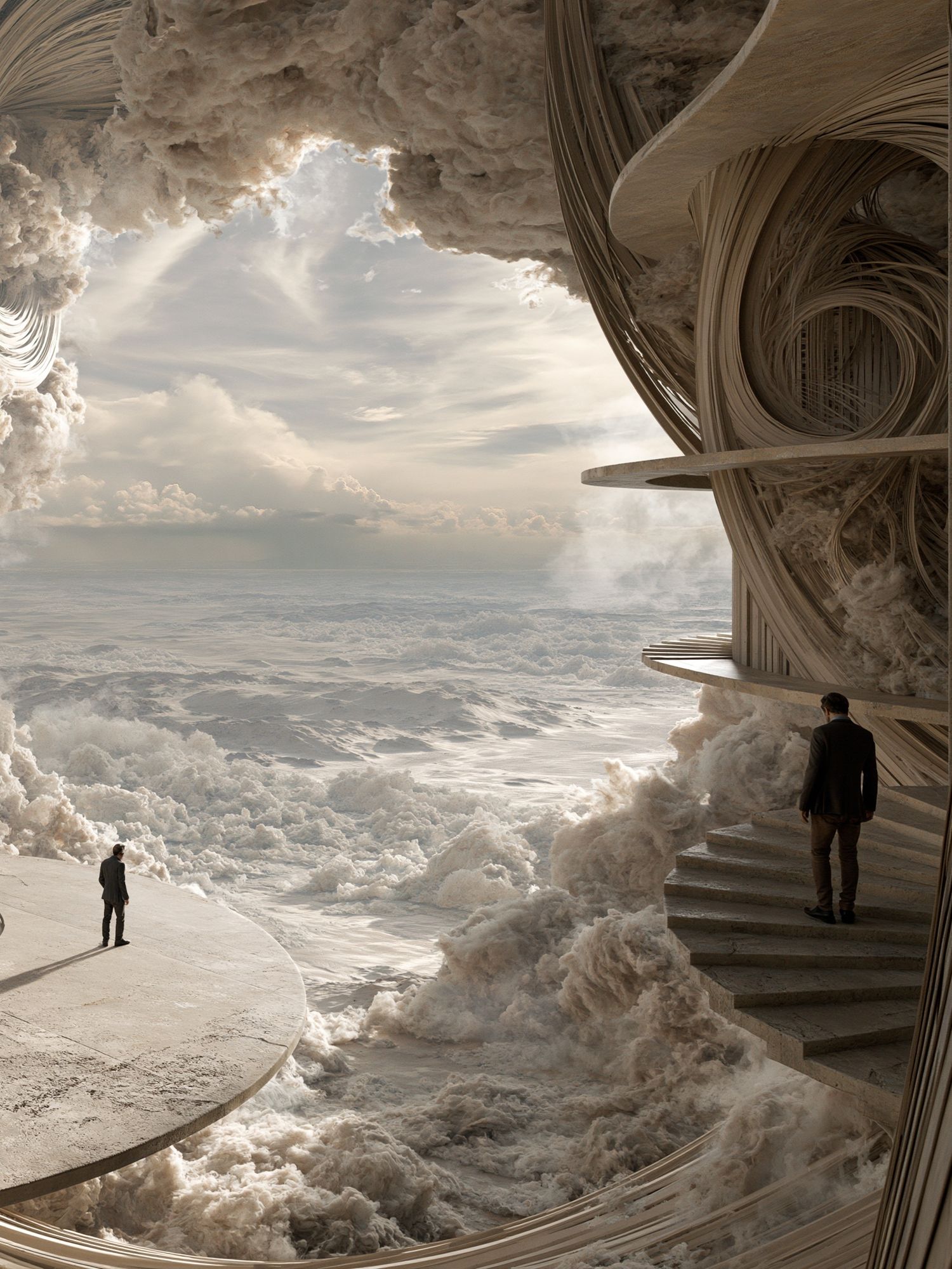Surreal Cloudscape Architecture Print. poster detail