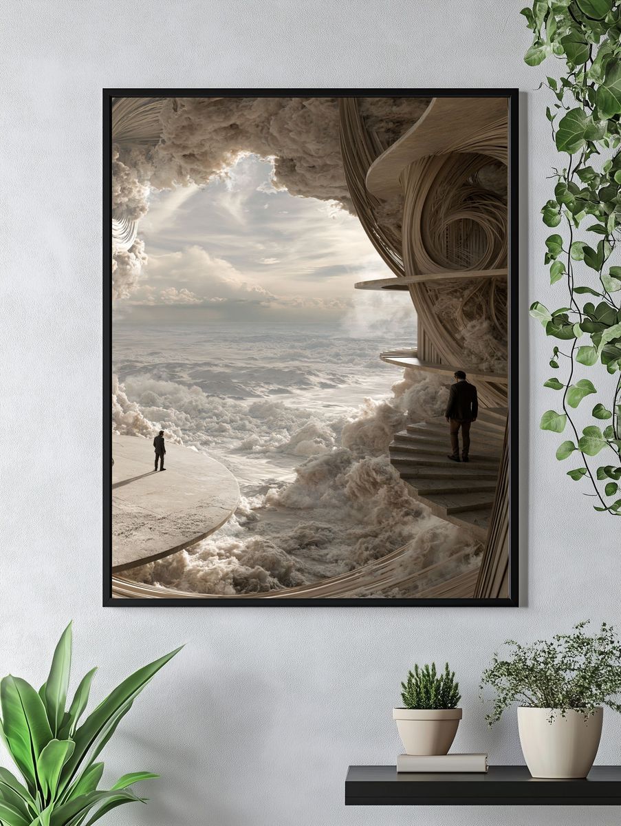 Surreal Cloudscape Architecture Print. — room view 4