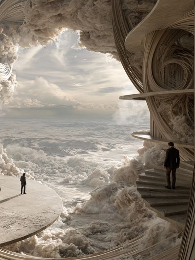 Surreal Cloudscape Architecture Print. poster