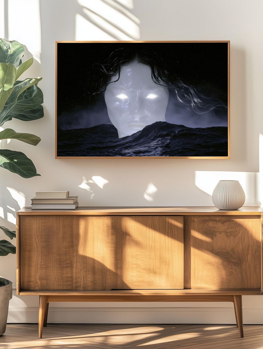Ghostly Face in the Dark Sea Print. — room view 3