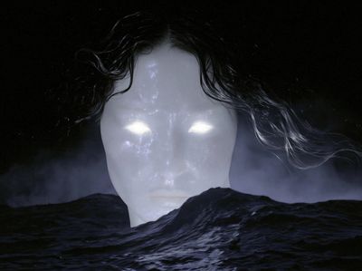 Ghostly Face in the Dark Sea Print.