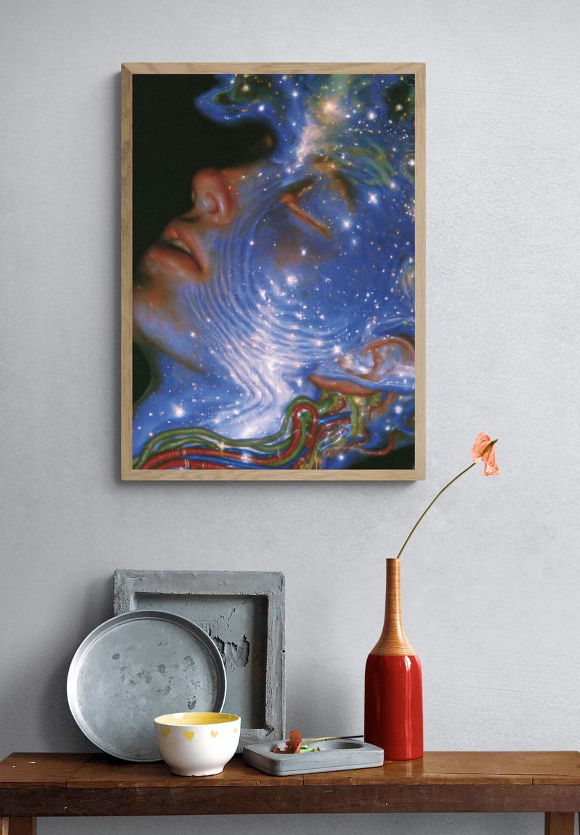 Cosmic Face Surrealism Print. — room view 3