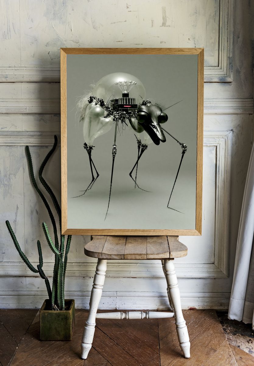 Surreal Mechanical Insect Print. — room view 1