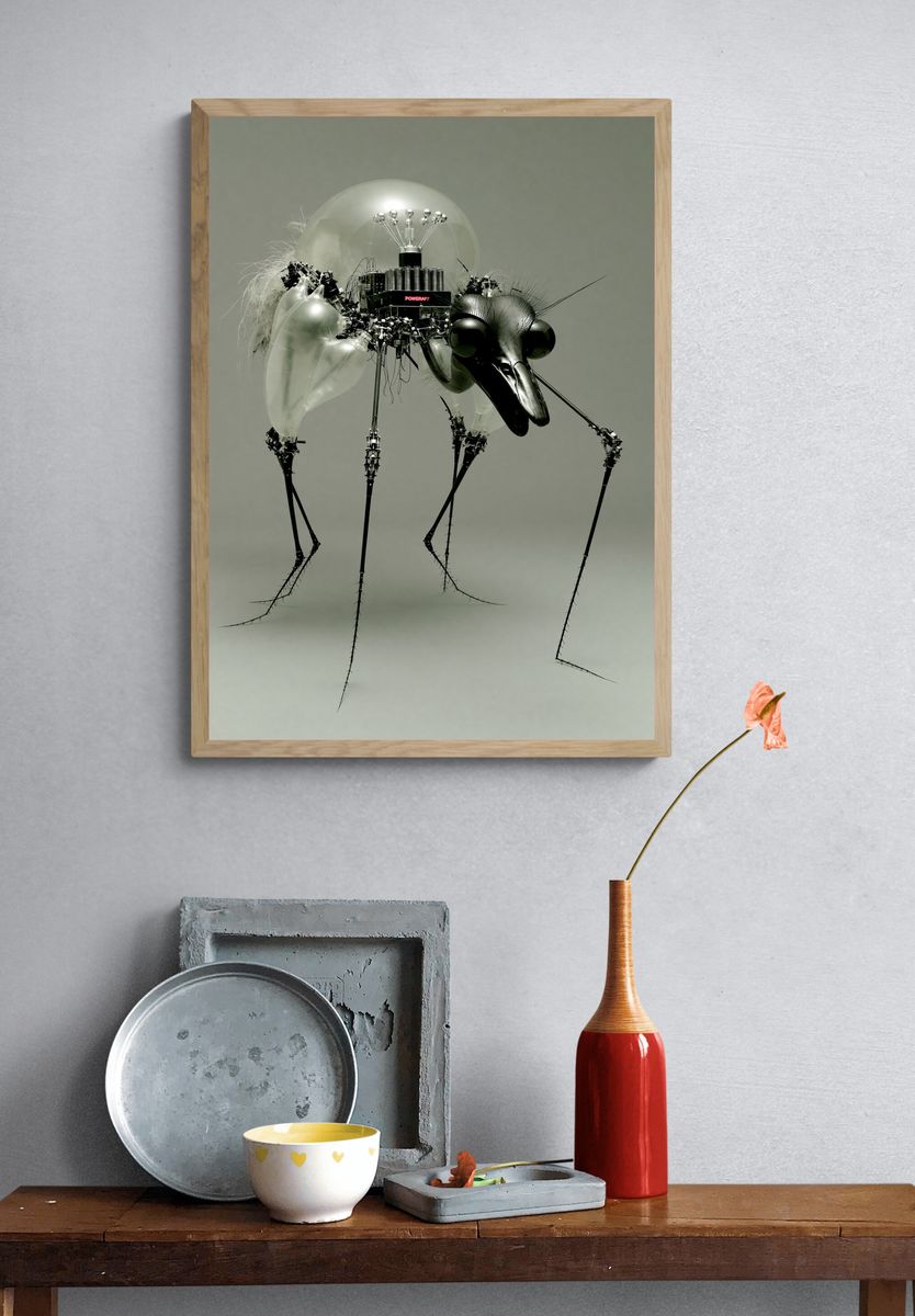 Surreal Mechanical Insect Print. — room view 3