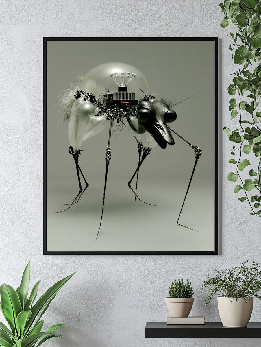 Surreal Mechanical Insect Print. — room view 4